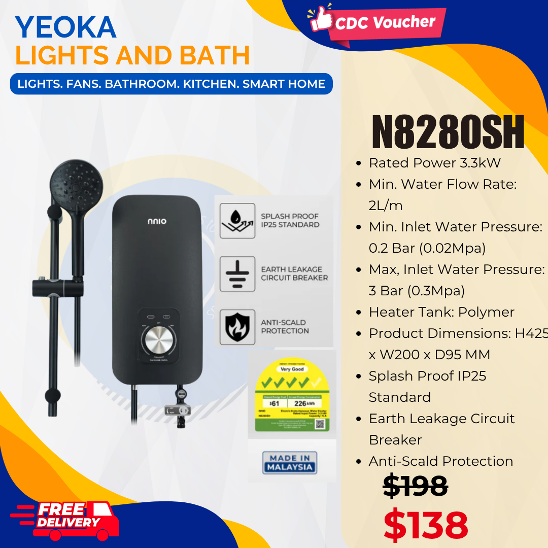 Nnio Instant Shower Heater with Handshower Set N8280SH