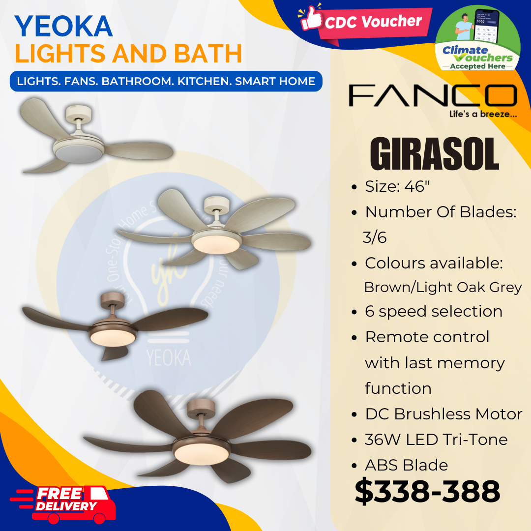[YEOKA LIGHTS AND BATH] FANCO GIRASOL CEILING FAN DC MOTOR FREE DELIVERY