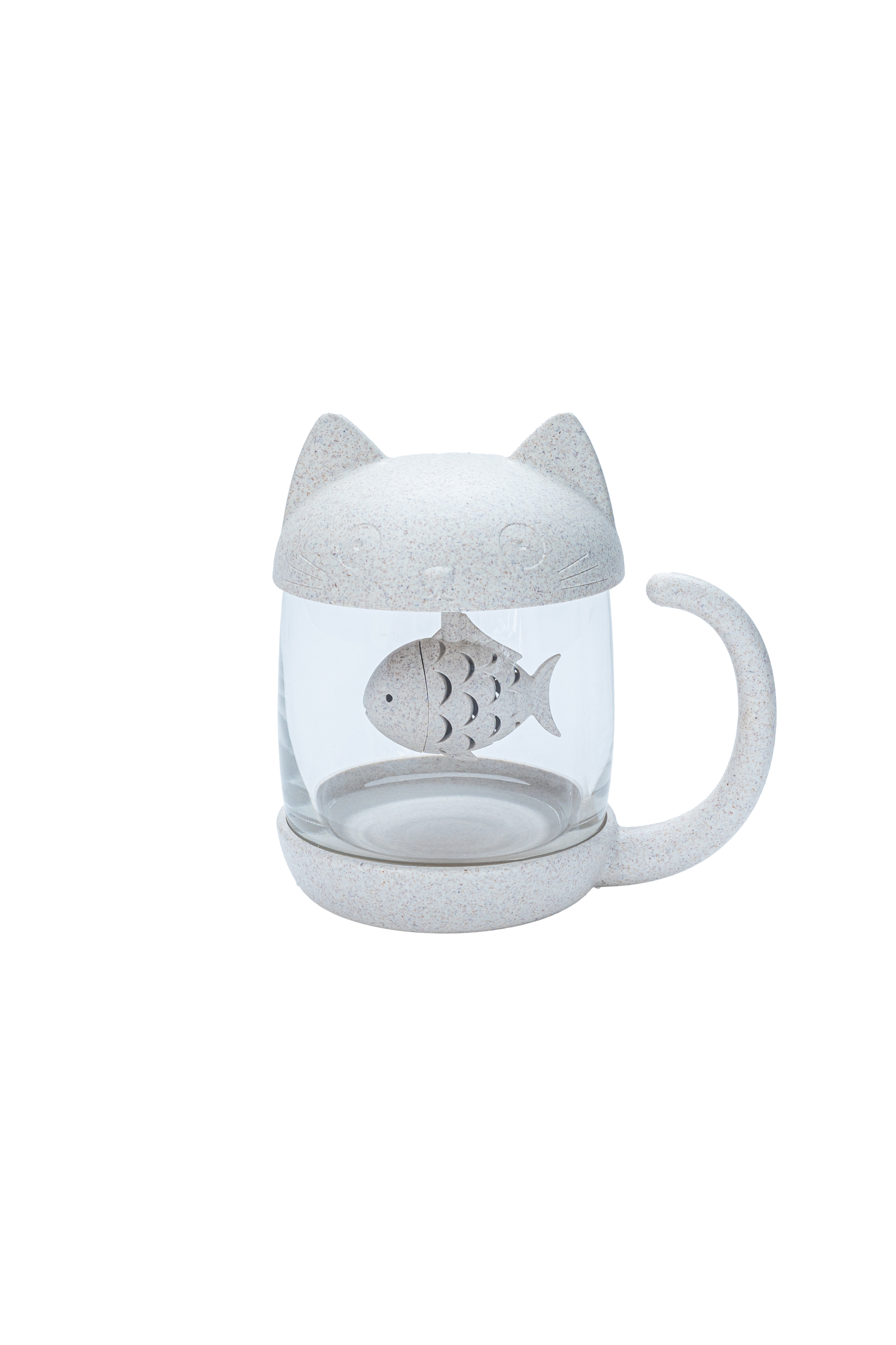 Cat Glass Tea Mug with Fish Tea Infuser Strainer