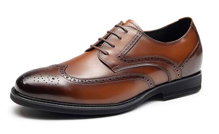 [Full Calf Leather] GIRAFFE x GOG Height Increasing Shoes Formal Dress Wedding Hand Made Brogue Berby Calf Leather Shoes Lace-up 7cm