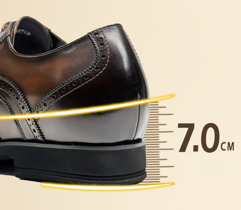 [Full Calf Leather] GIRAFFE x GOG Height Increasing Shoes Formal Dress Wedding Hand Made Brogue Berby Calf Leather Shoes Lace-up 7cm