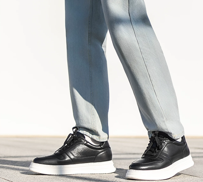 [Genuine Calfskin Leather] [Extra Height] GIRAFFE x GOG Height Increasing Shoes Leather Casual Shoes Lace-up 6cm or 8cm