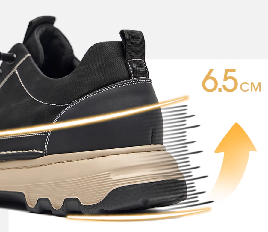 GIRAFFE x GOG Height Increasing Shoes Calf Leather Mesh Casual Shoes Slide-on 6.5 cm