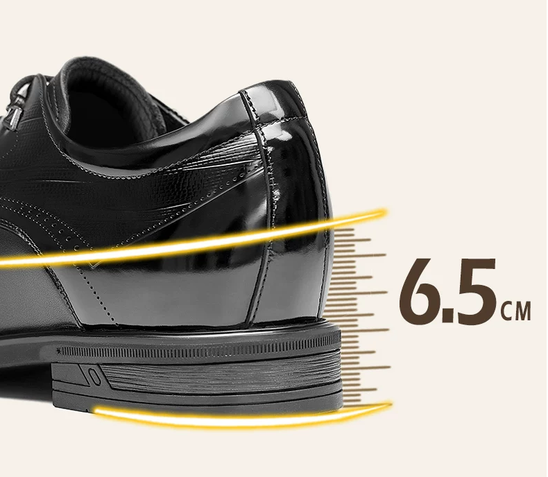 [Genuine Cow Leather] GIRAFFE x GOG Height Increasing Shoes Formal Patent Leather Lace-up 6.5cm or 8cm