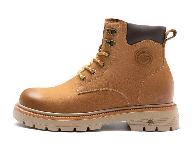 8cm GIRAFFE x GOG Height Increasing Shoes Calf Leather Ankle Boots Winter Shoes