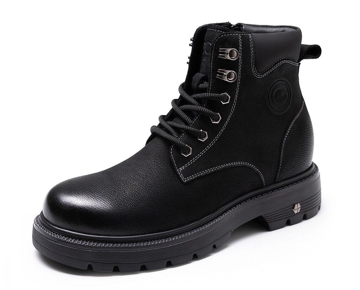 8cm GIRAFFE x GOG Height Increasing Shoes Calf Leather Ankle Boots Winter Shoes