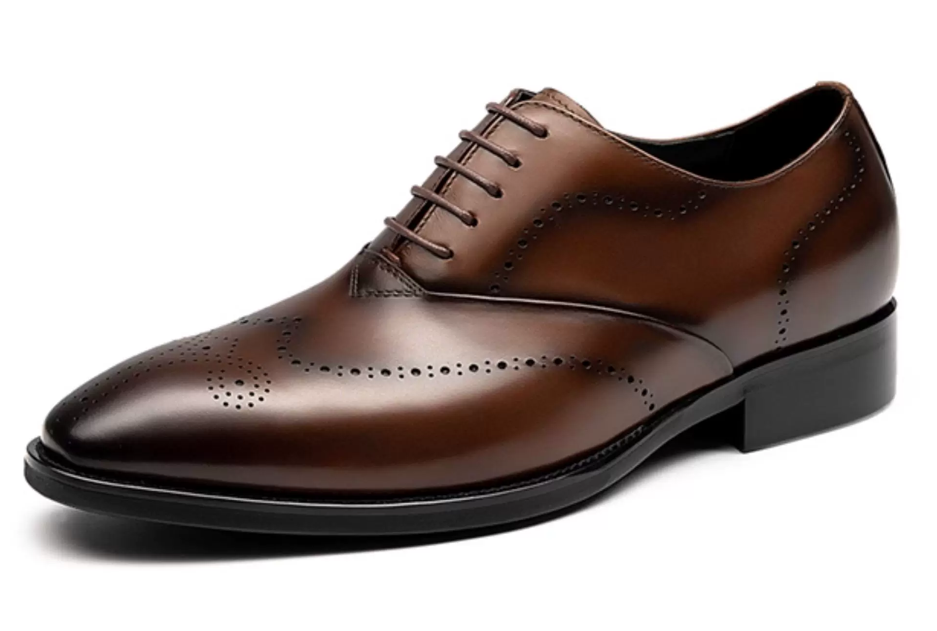 [Full Calf Leather] GIRAFFE x GOG Height Increasing Shoes Formal Dress Wedding Hand Made Brogue Berby Calf Leather Shoes Lace-up 7cm