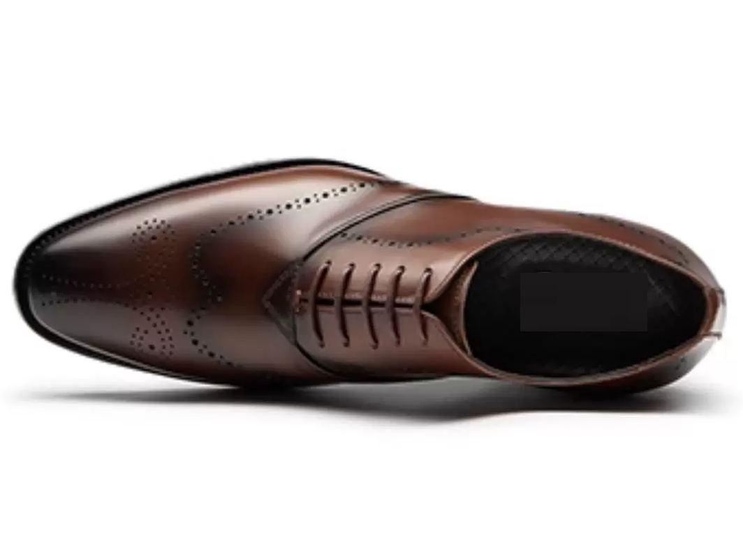 [Full Calf Leather] GIRAFFE x GOG Height Increasing Shoes Formal Dress Wedding Hand Made Brogue Berby Calf Leather Shoes Lace-up 7cm