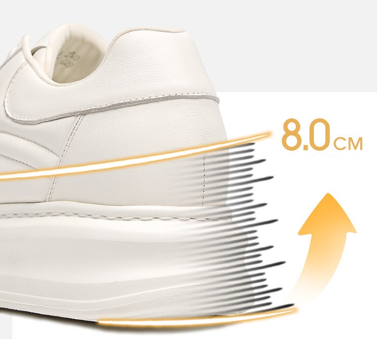 [Genuine Calf Leather] [Extra Height 8cm] GIRAFFE x GOG Height Increasing Shoes Leather Casual Shoes Lace-up