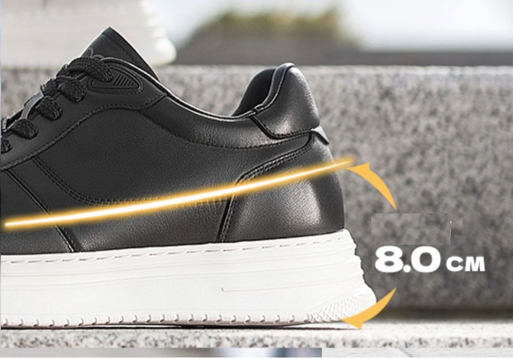 [Extra Height] GIRAFFE x GOG Height Increasing Shoes Leather Casual Shoes Lace-up 6cm or 8cm