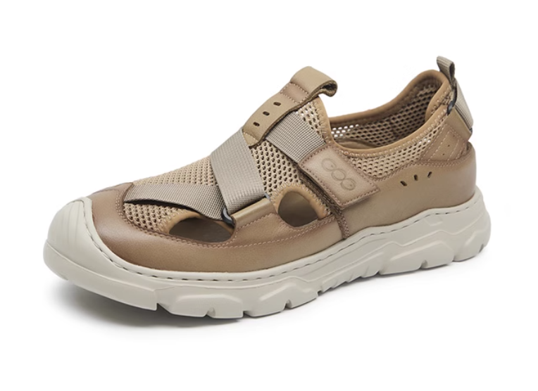 GIRAFFE x GOG Height Increasing Shoes Calf Leather Casual Shoes Sandal Strap Slide-on 6cm