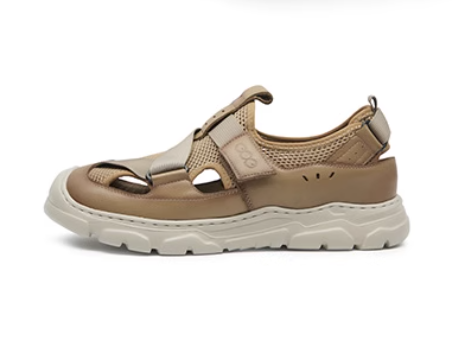 GIRAFFE x GOG Height Increasing Shoes Calf Leather Casual Shoes Sandal Strap Slide-on 6cm