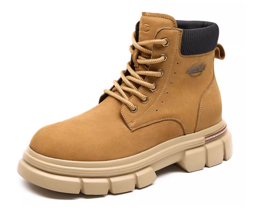 GIRAFFE x GOG Height Increasing Shoes Calf Leather Ankle Boots Winter Shoes 8cm