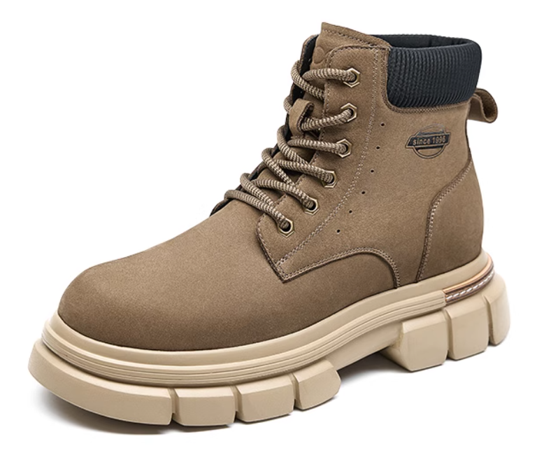 GIRAFFE x GOG Height Increasing Shoes Calf Leather Ankle Boots Winter Shoes 8cm