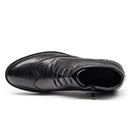 GIRAFFE x GOG Height Increasing Shoes Calf Leather Ankle Boots Lace-up Formal Shoes 6.5cm Winter Shoes