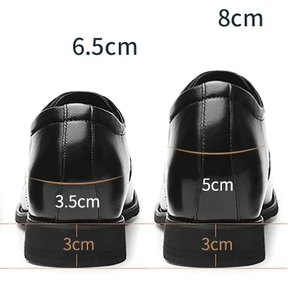 [Genuine Calf Leather] GIRAFFE x GOG Height Increasing Shoes Formal Dress Wedding Lace-up 6.5cm or 8cm