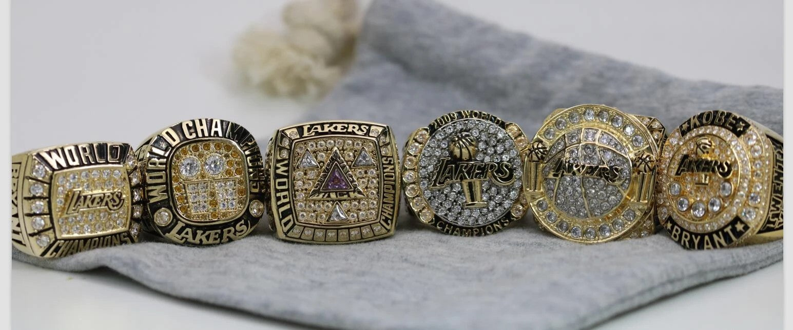 (2000, 2001, 2002, 2009, 2010, Kobe) Los Angeles Lakers Championship Ring 6 Ring Set - Premium Series