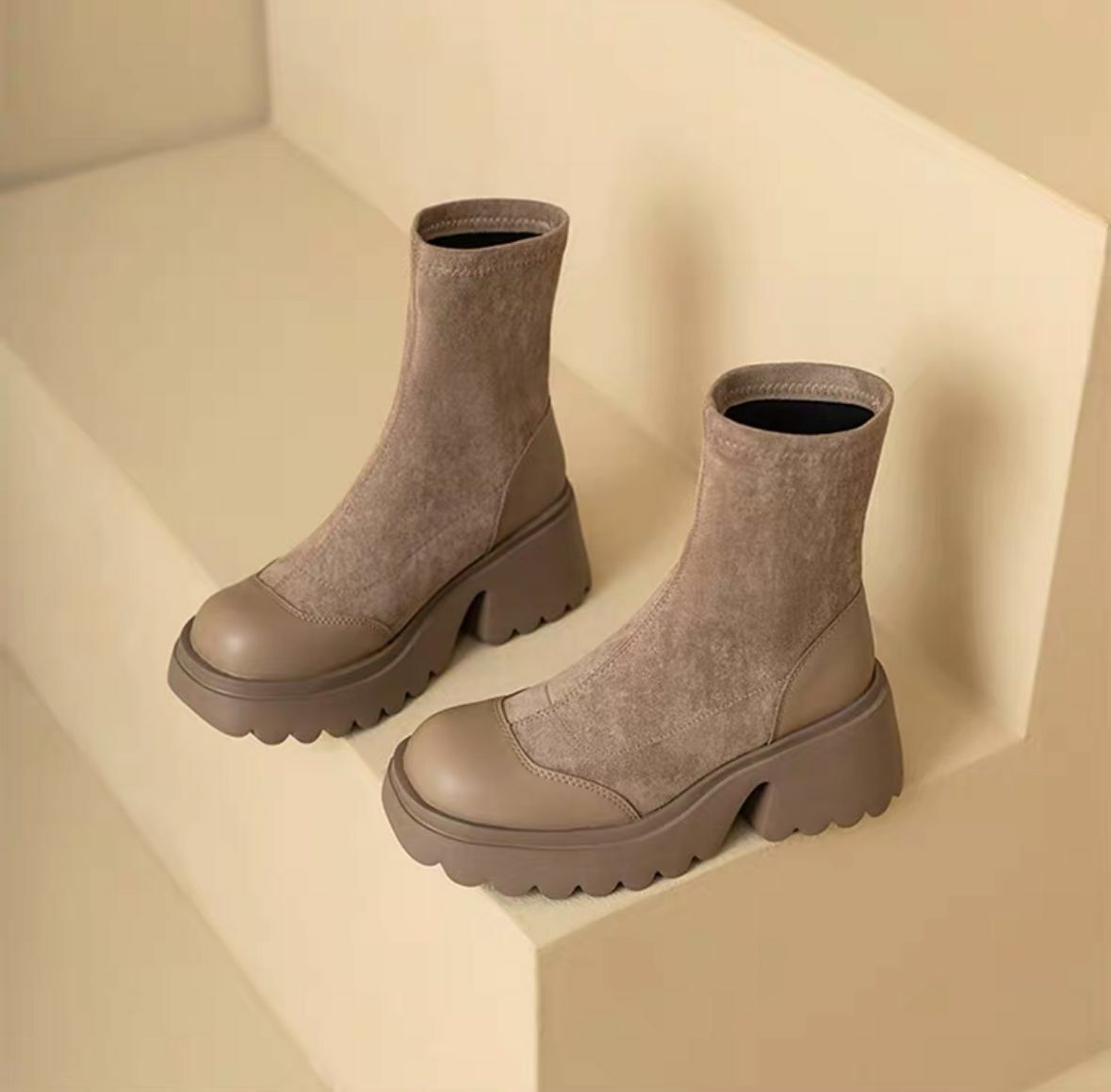[PO 4-8 WEEKS] Faux Suede Mid Length Boots [#20023]