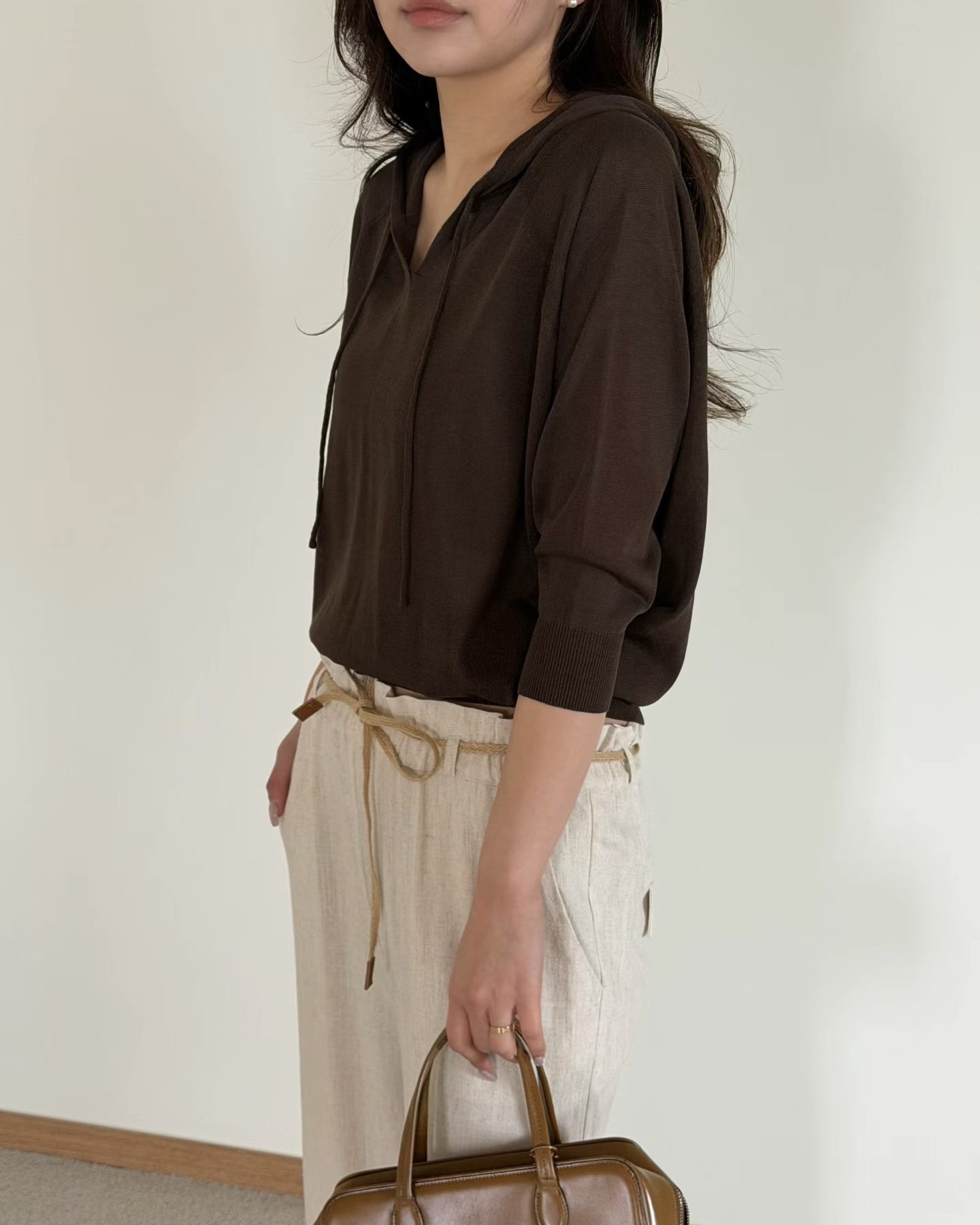 Quarter Sleeve Hoodie Top