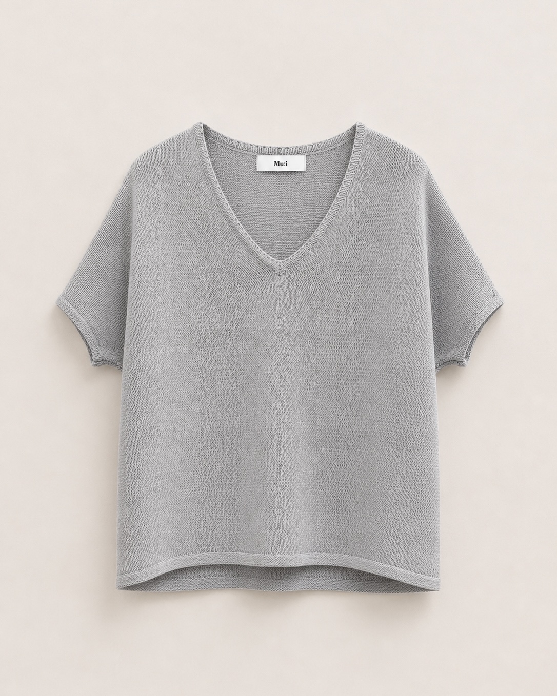 V Neck Waffle Knit Top