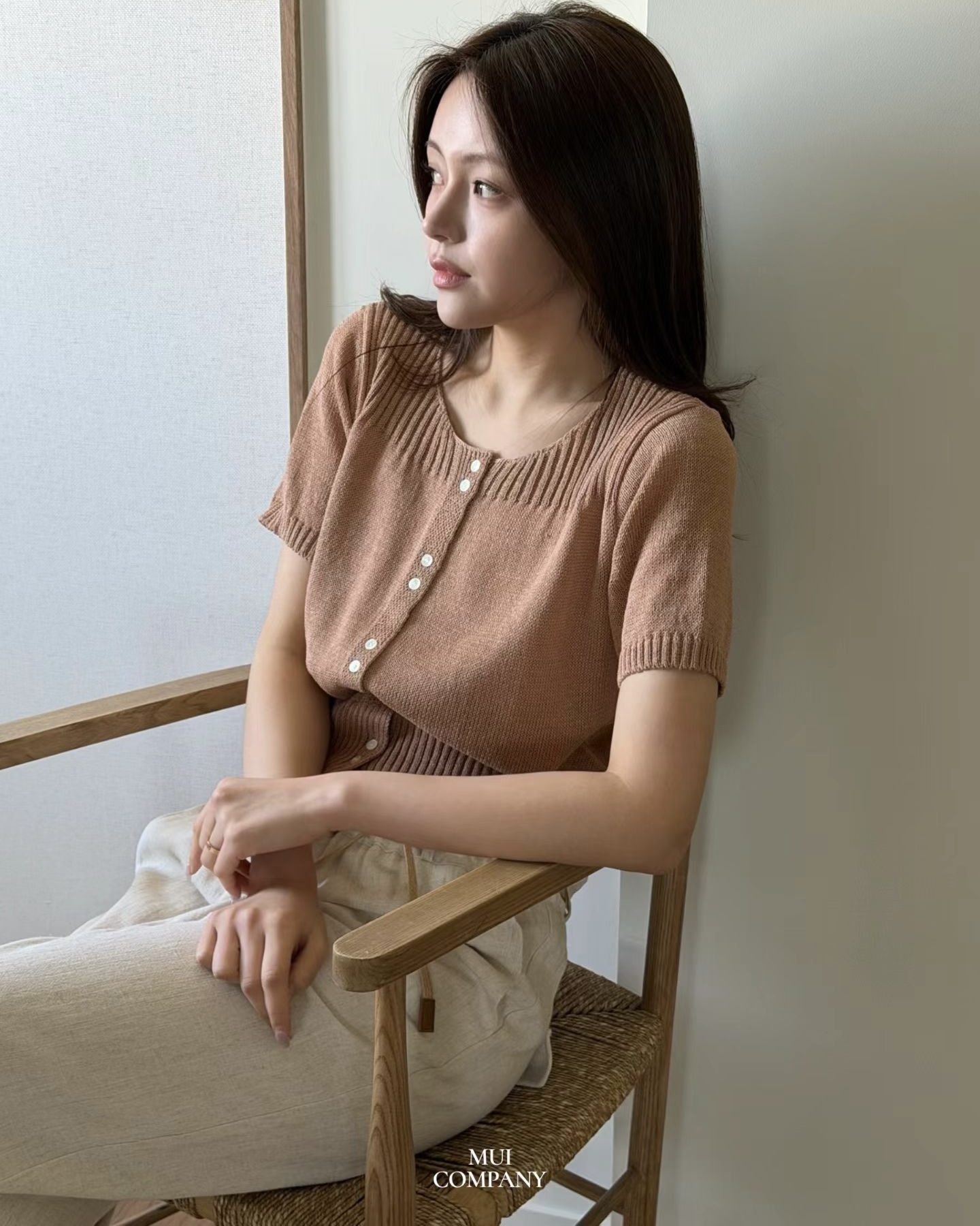 Puff Sleeve Double Button Knit Top