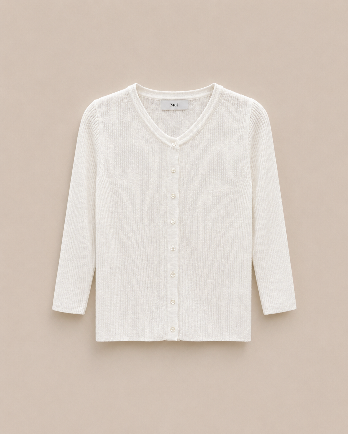 Quarter Sleeve Button Light Knit Top