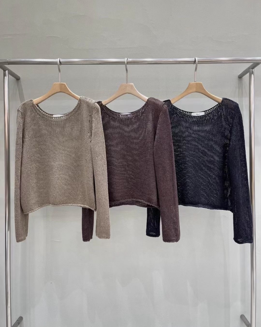 U Neck L Sleeve Knit Top
