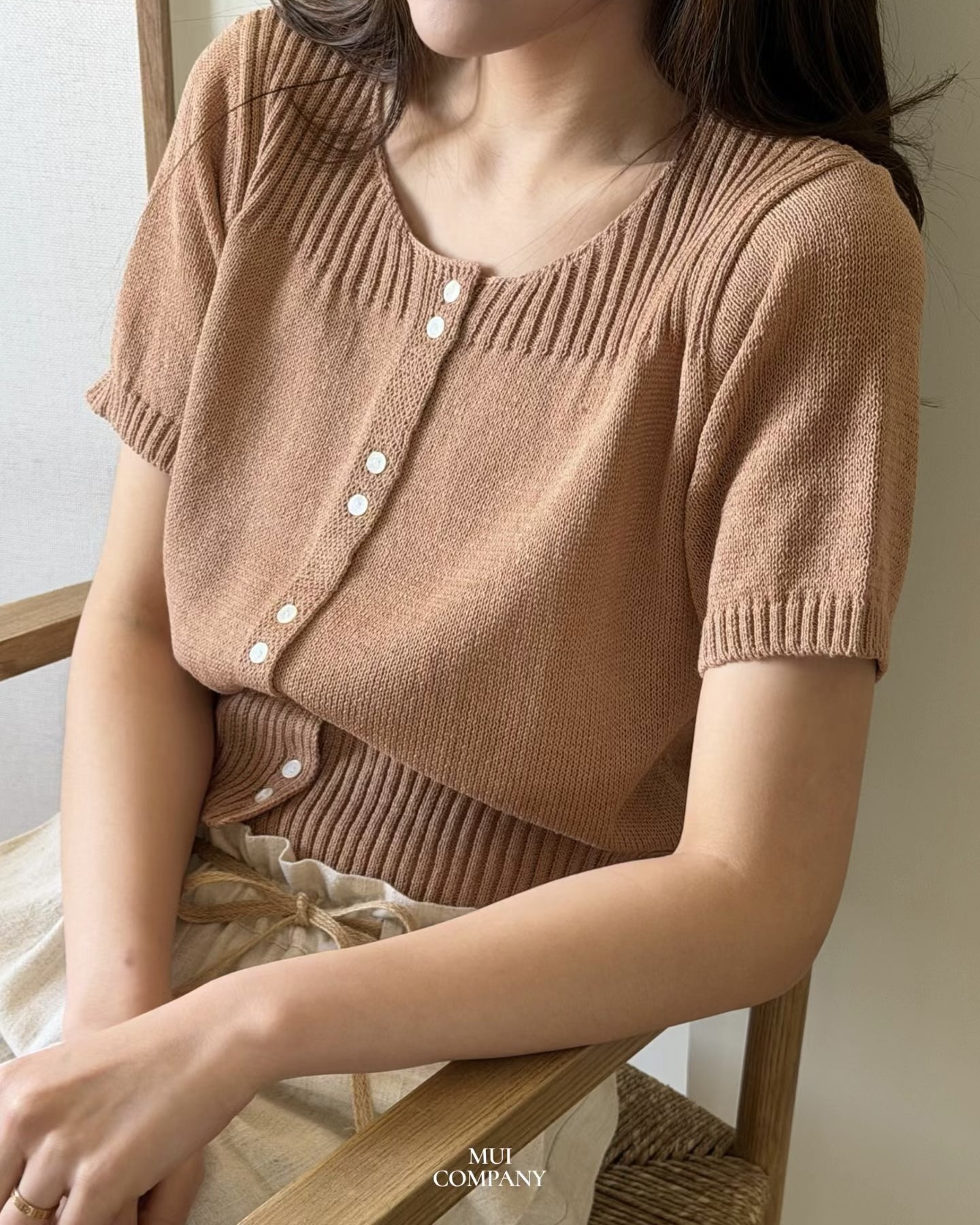 Puff Sleeve Double Button Knit Top