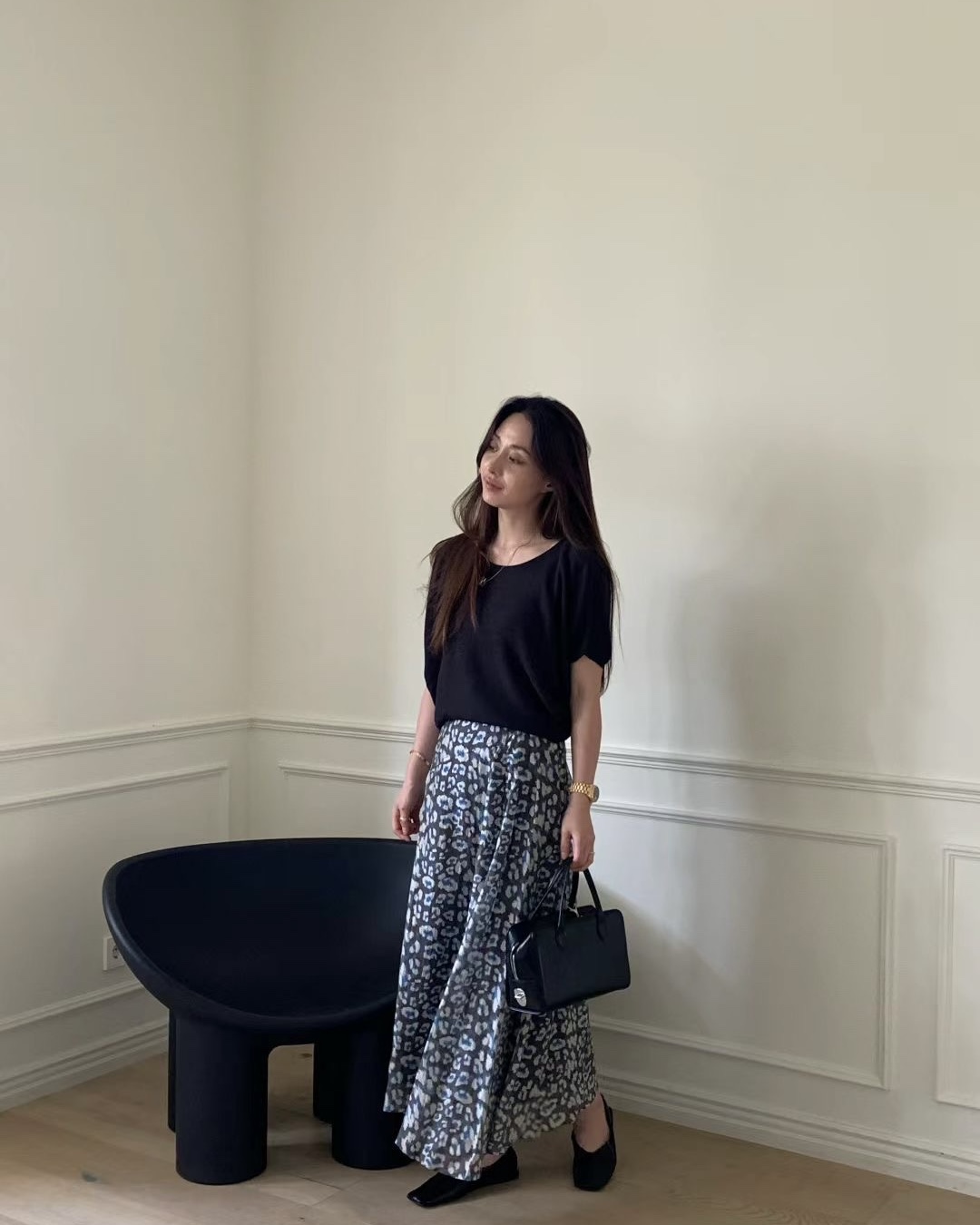 Leopard Print Flowy Skirt