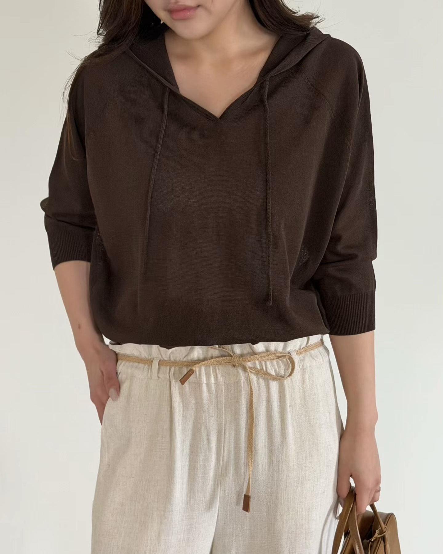 Quarter Sleeve Hoodie Top