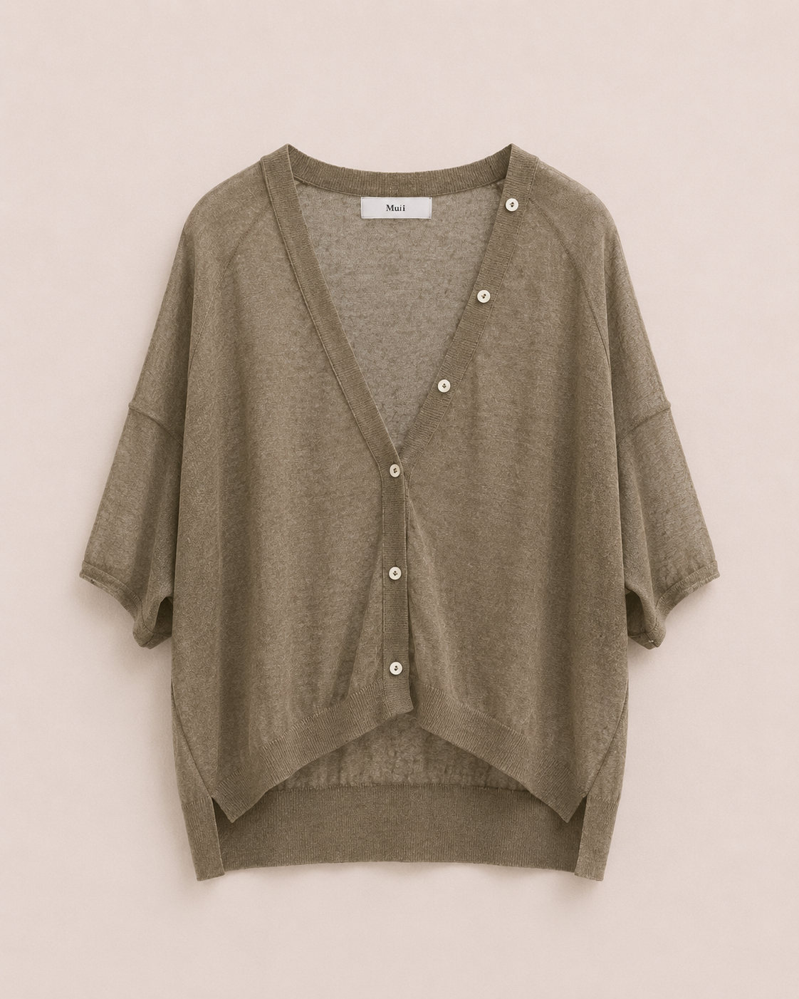 V Button Short Sleeve Knit