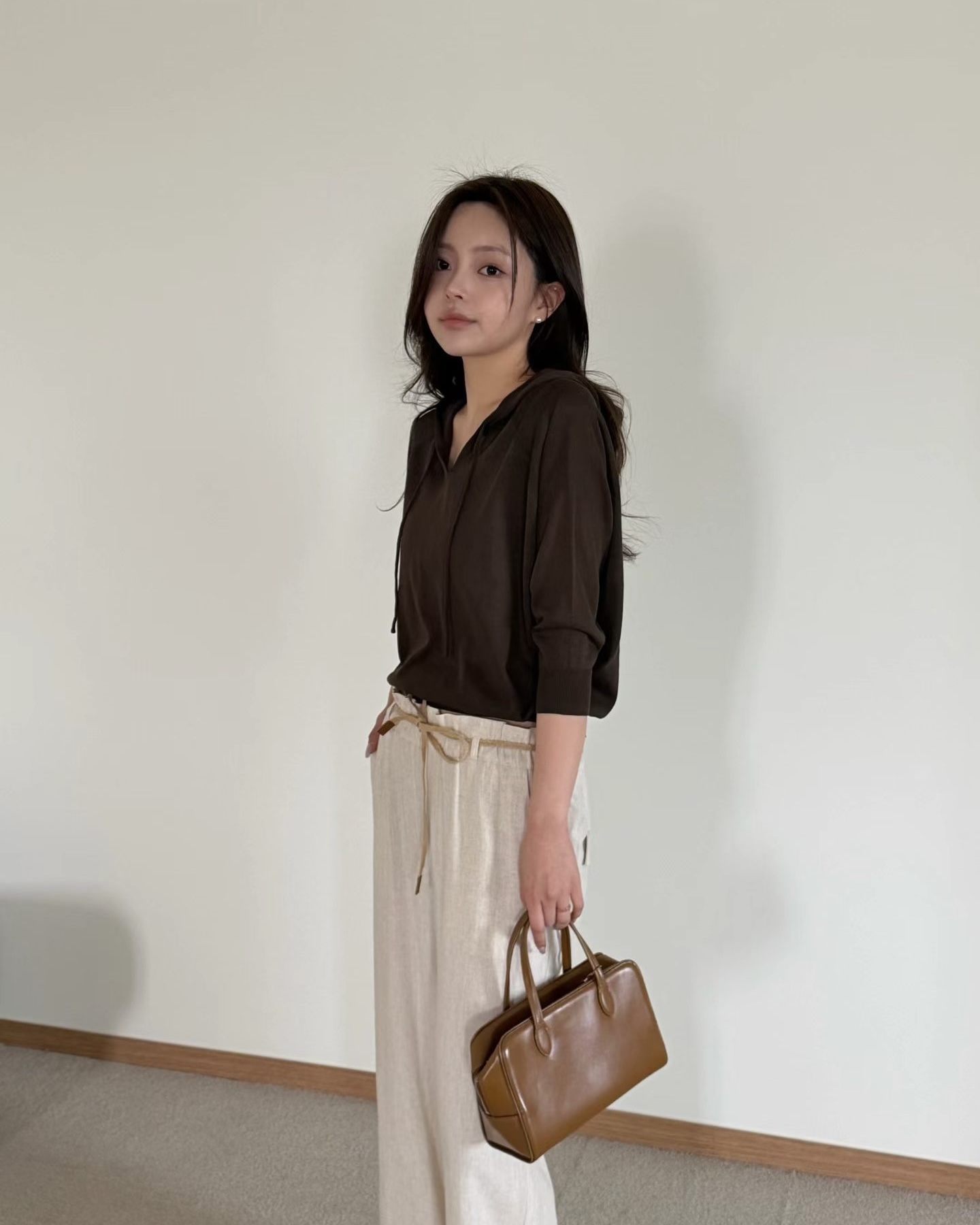 Quarter Sleeve Hoodie Top