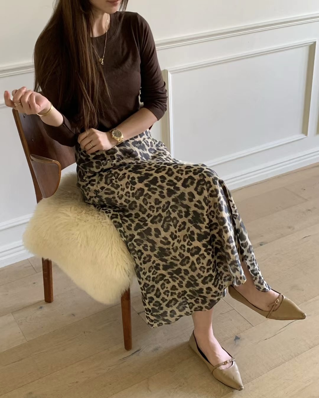 Leopard Print Flowy Skirt