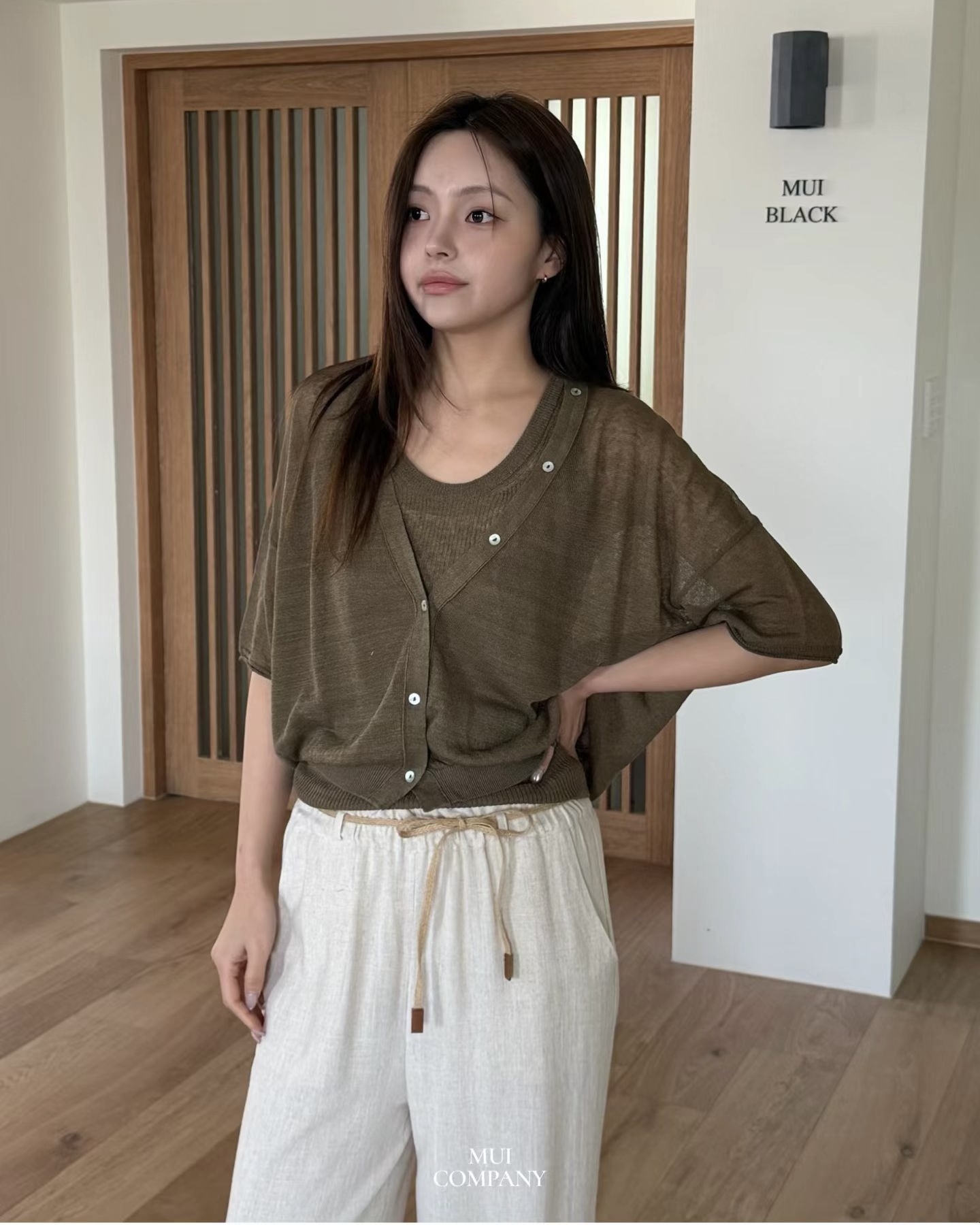 V Button Short Sleeve Knit