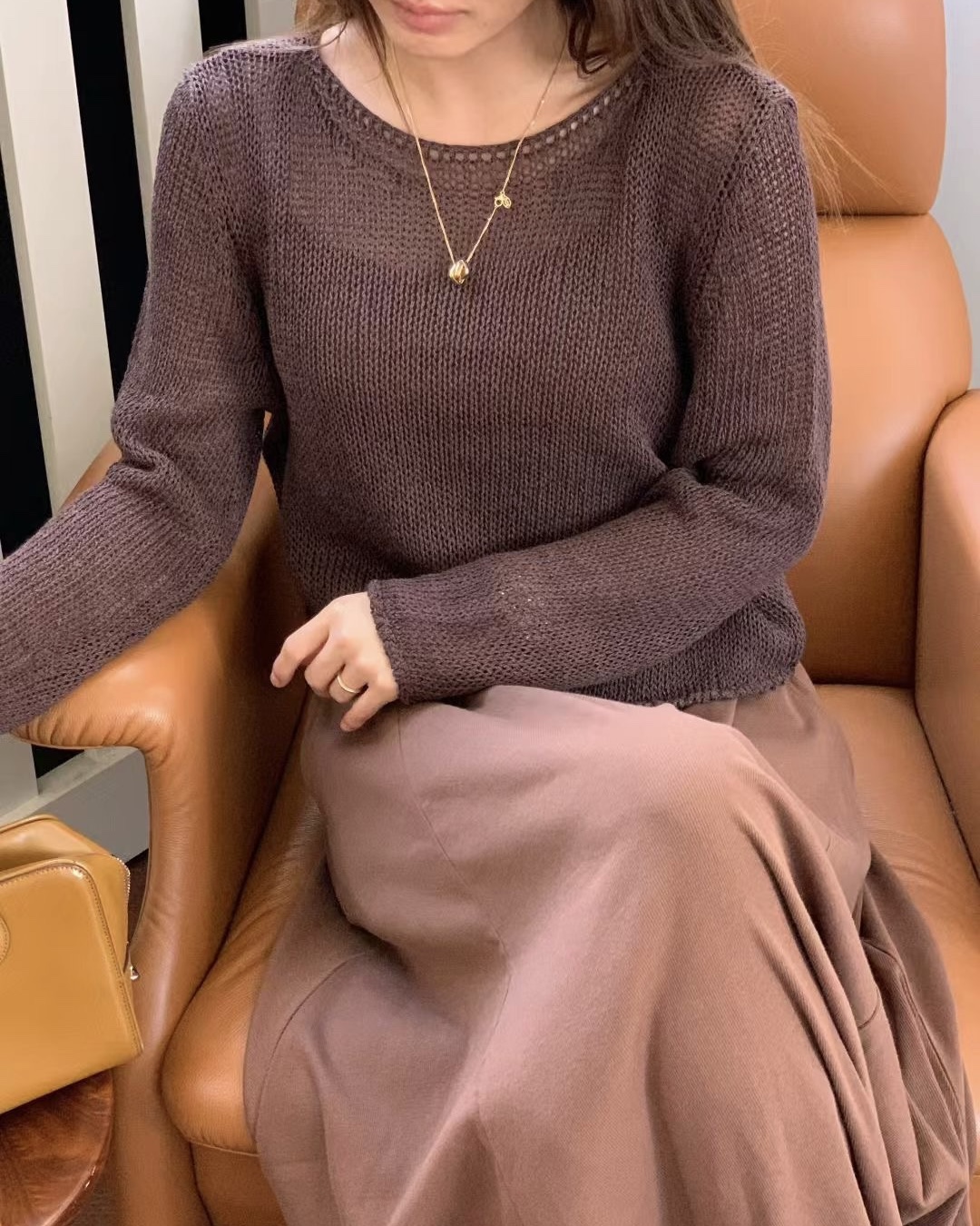 U Neck L Sleeve Knit Top