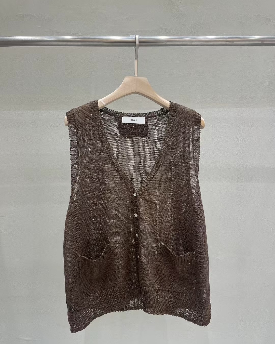 V Neck Long Knit Vest