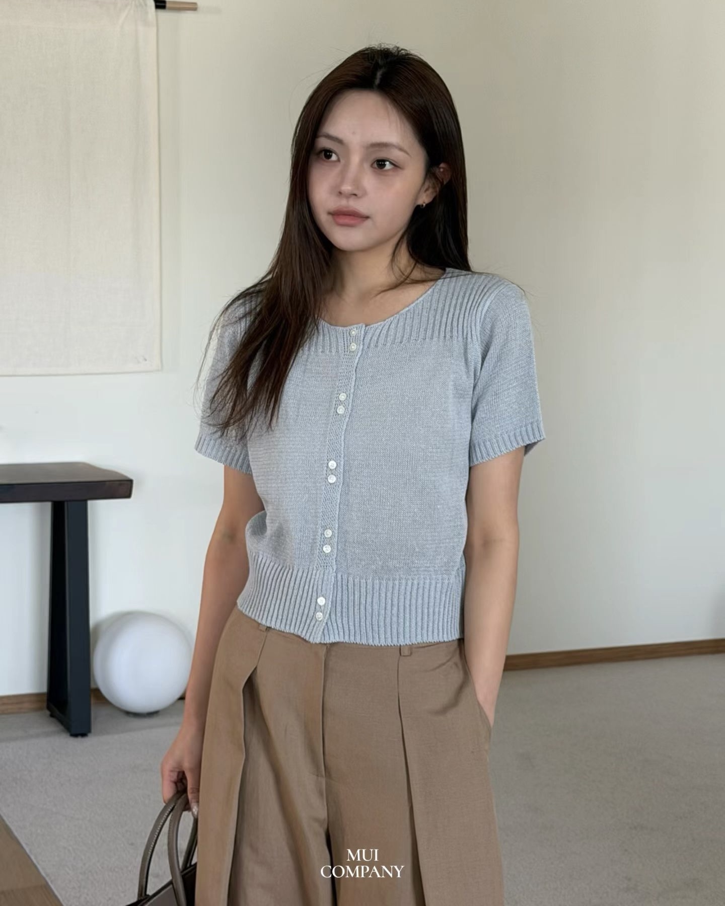 Puff Sleeve Double Button Knit Top