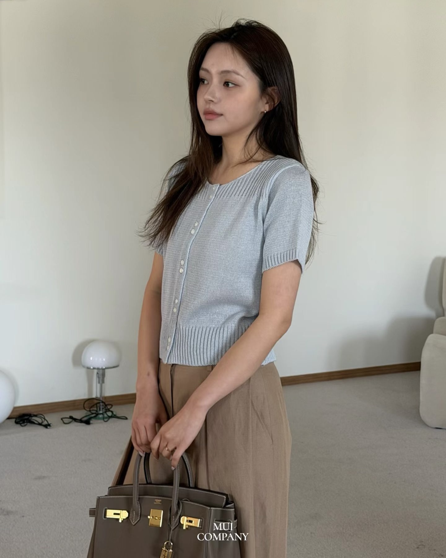 Puff Sleeve Double Button Knit Top