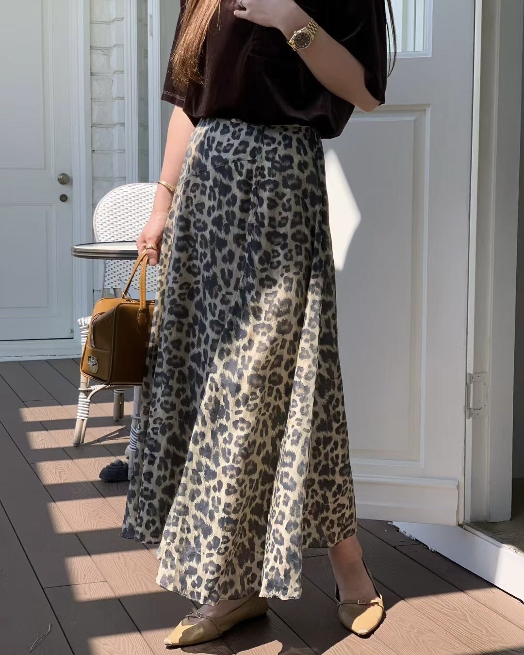 Leopard Print Flowy Skirt