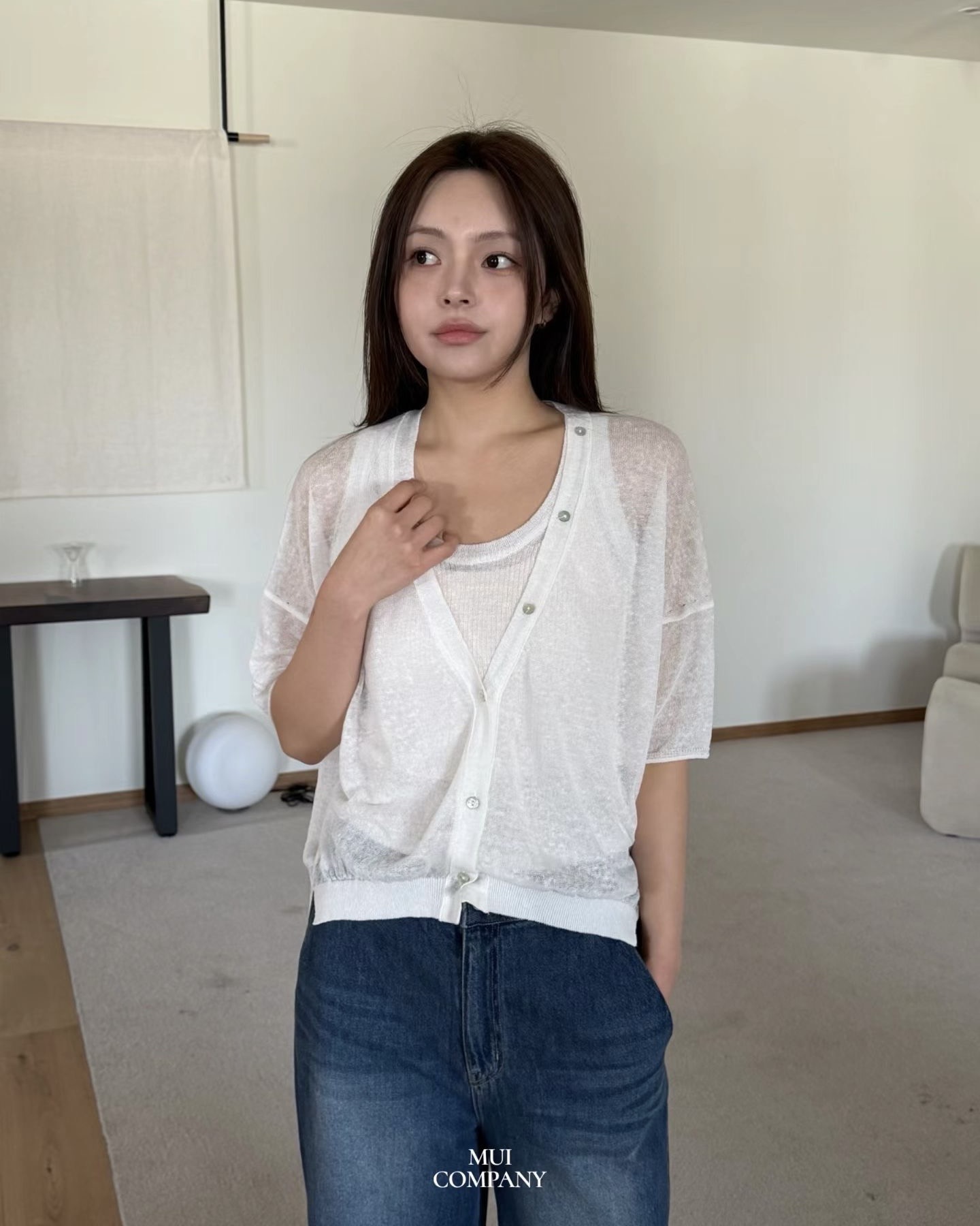 V Button Short Sleeve Knit