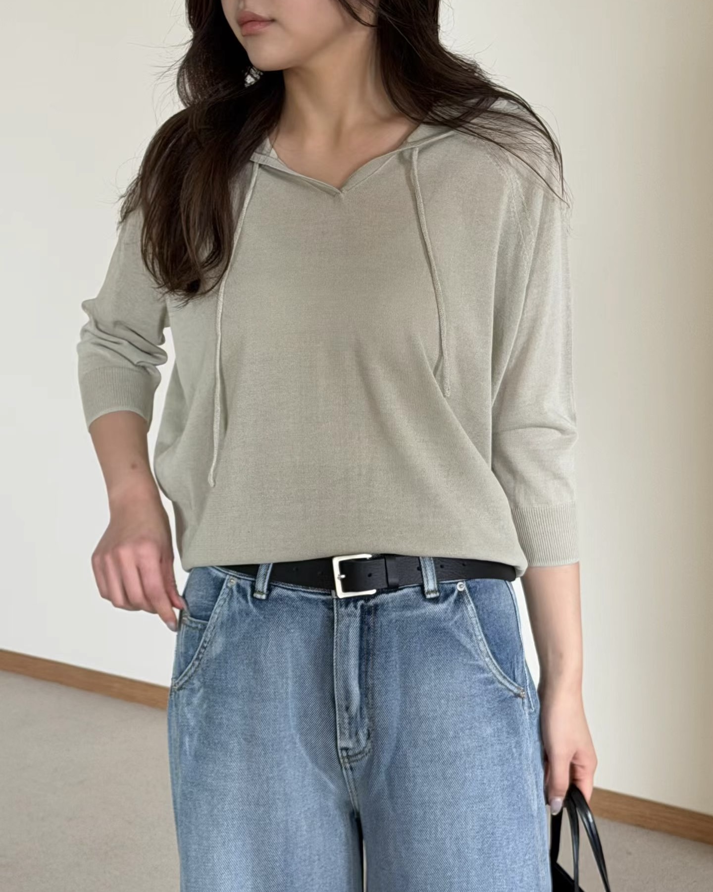 Quarter Sleeve Hoodie Top