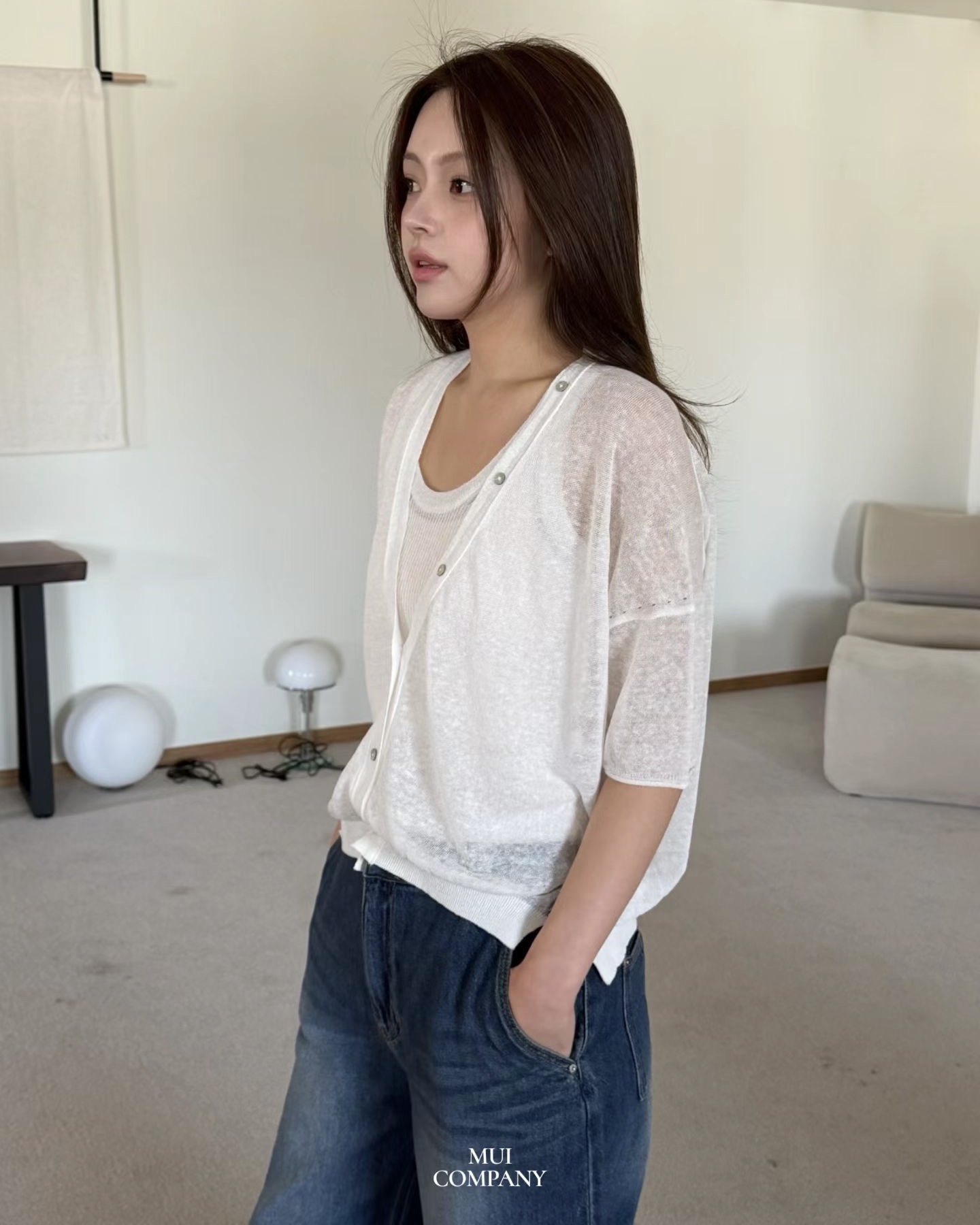 V Button Short Sleeve Knit