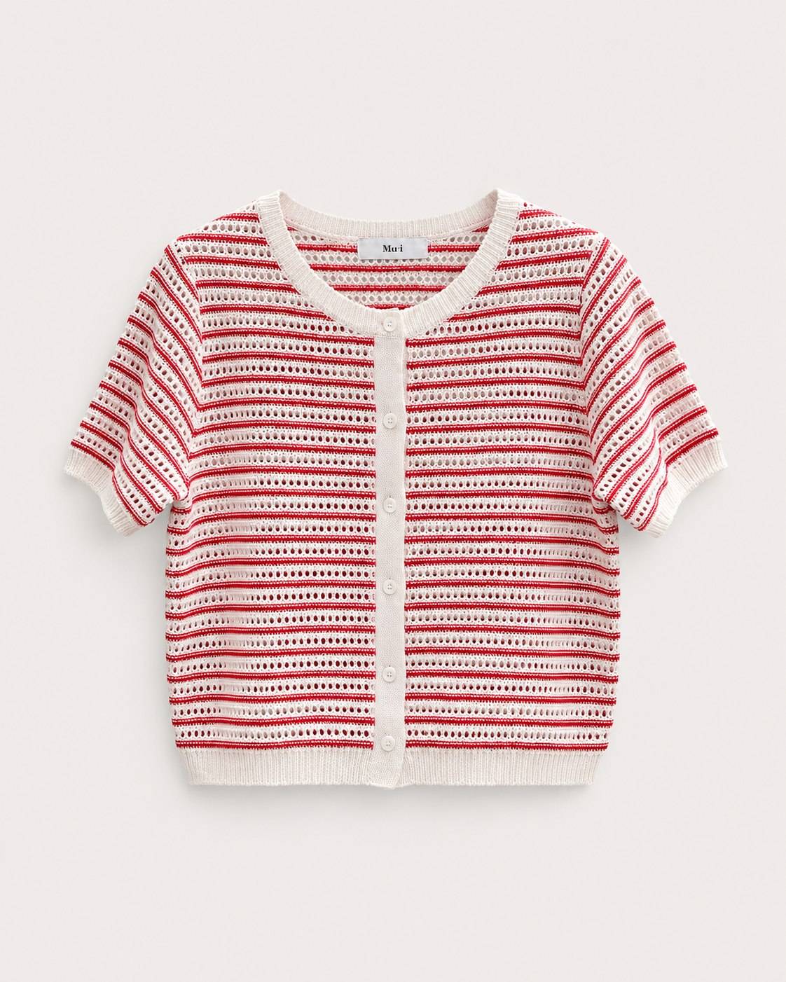 Punch Stripe Button Knit Top