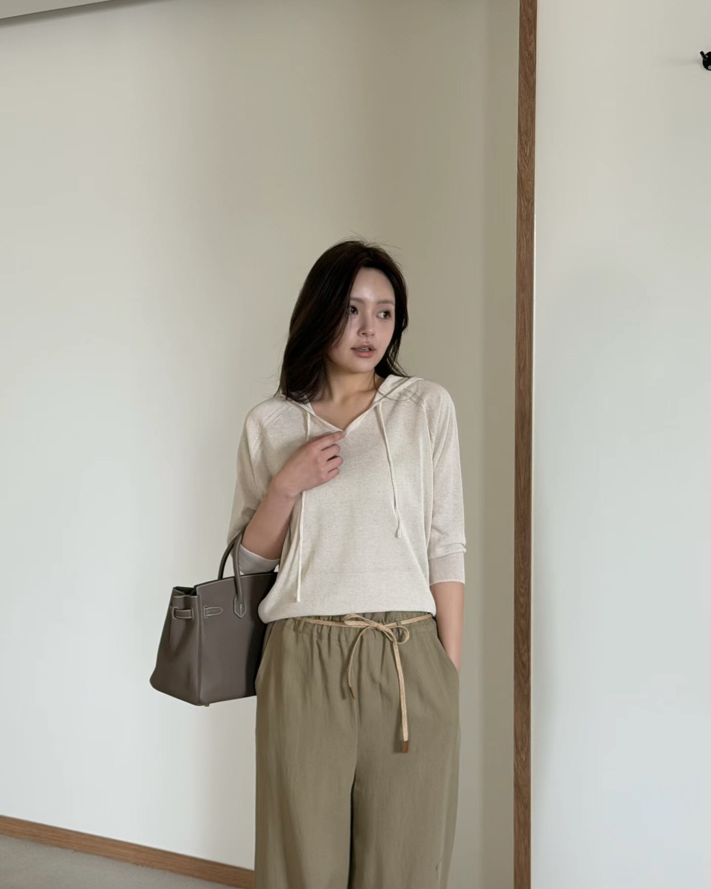 Quarter Sleeve Hoodie Top