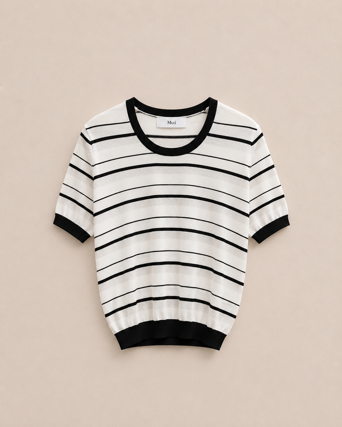 U Neck Thin Stripe Knit Top