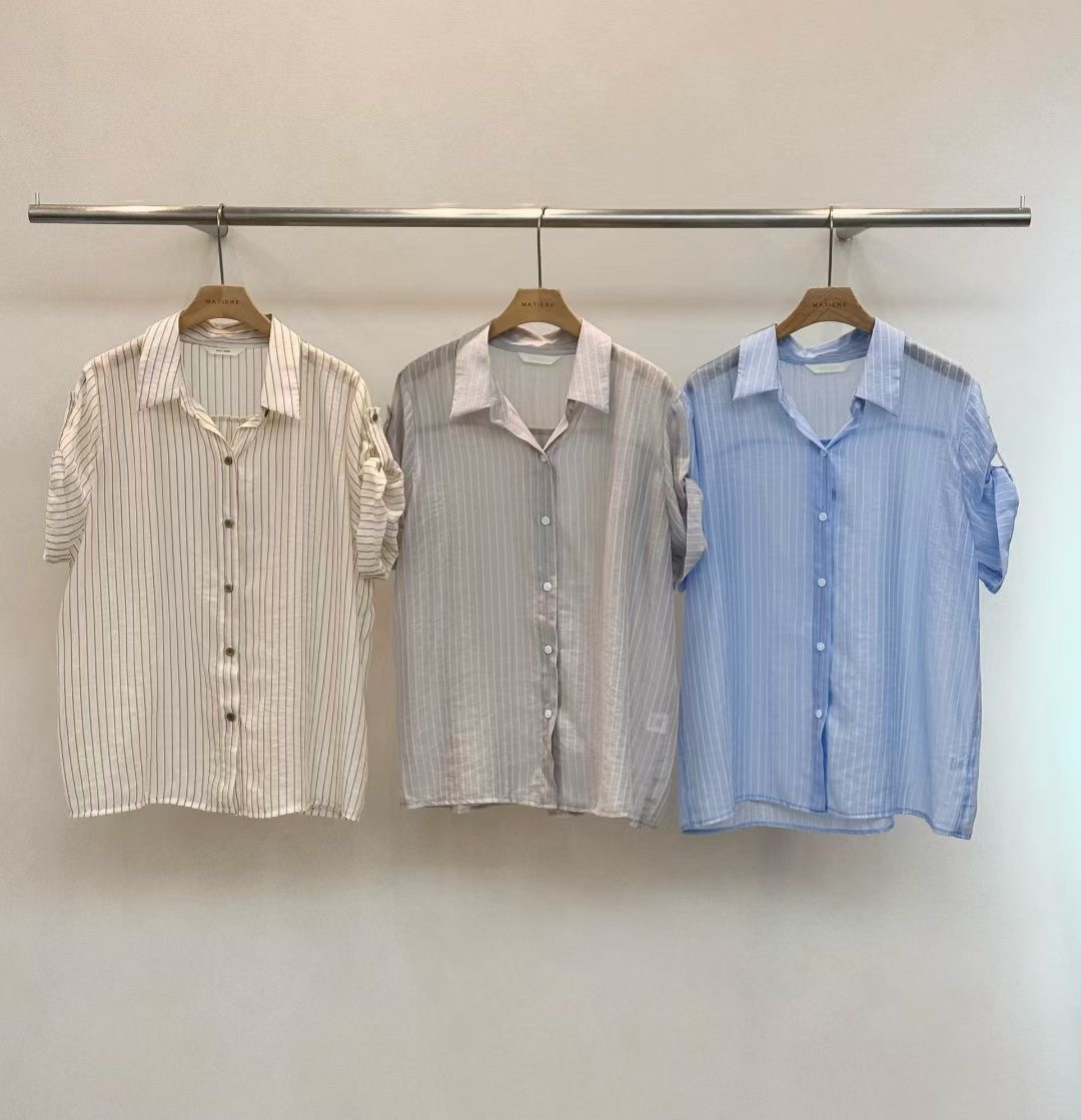 Stripe Short Sleeve Button Shirt