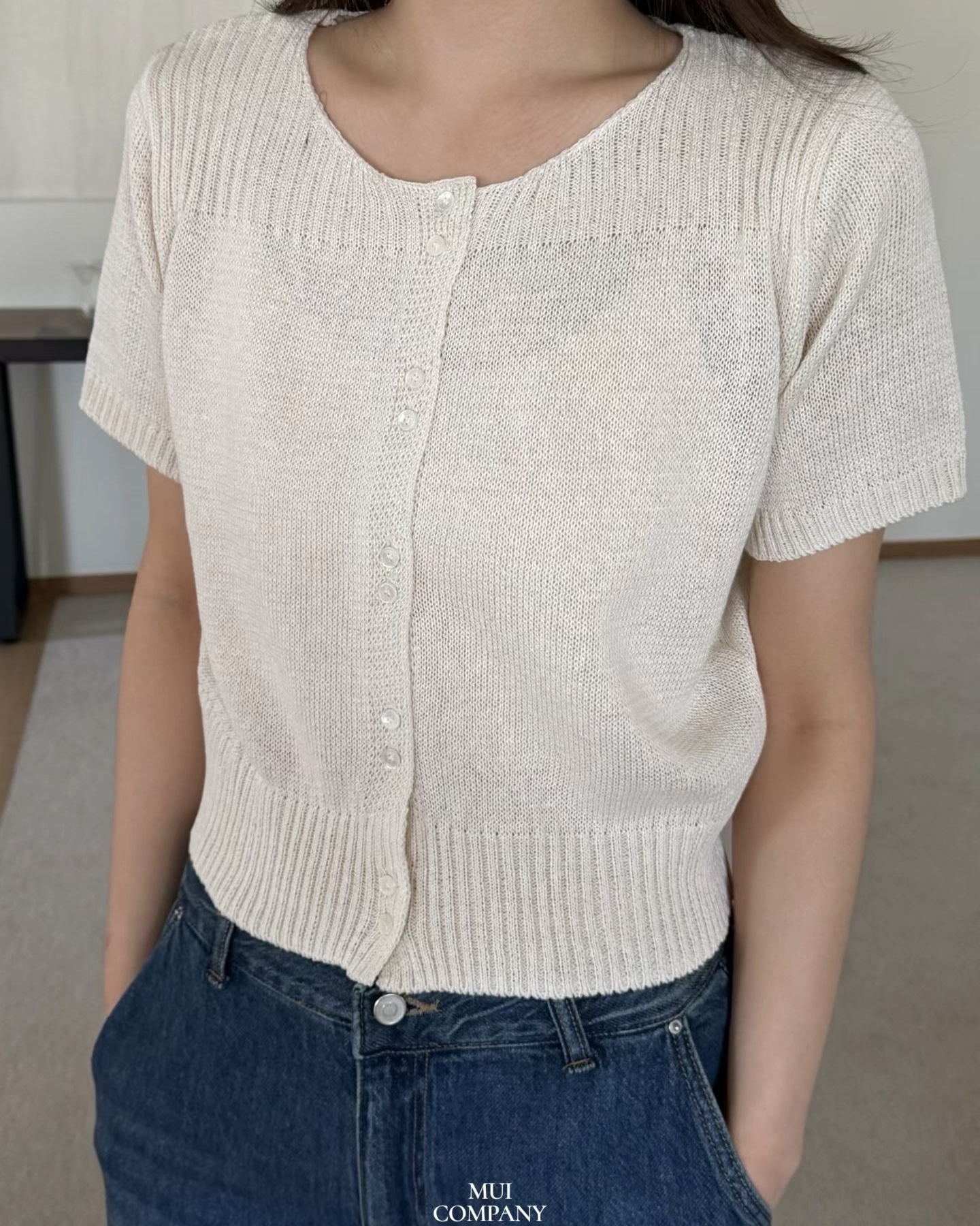 Puff Sleeve Double Button Knit Top
