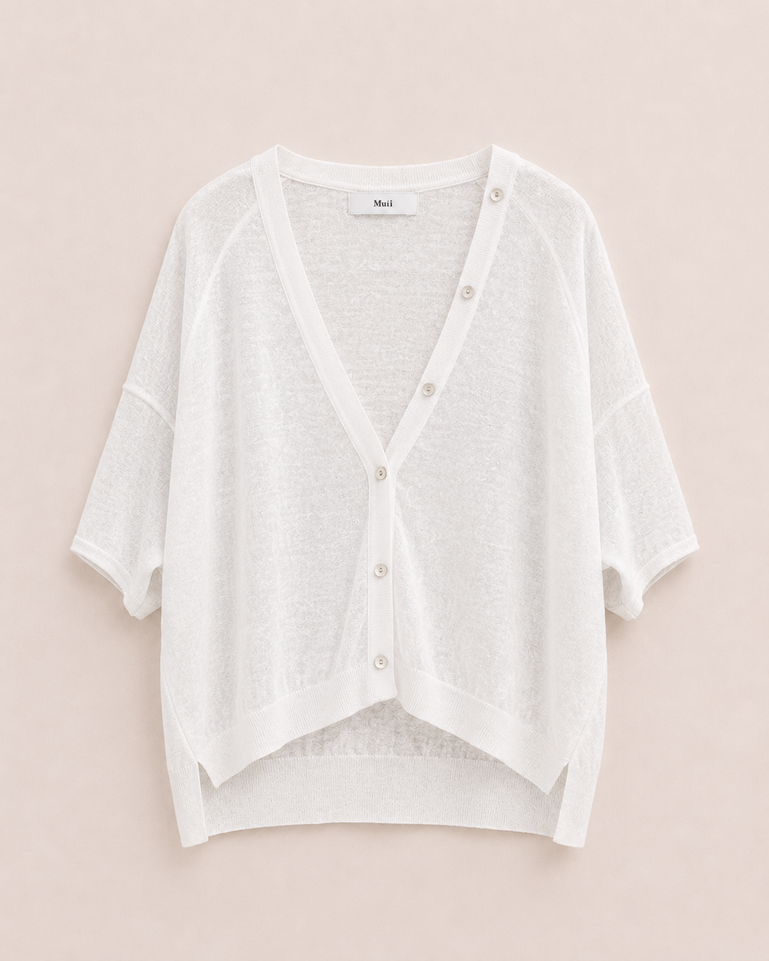 V Button Short Sleeve Knit