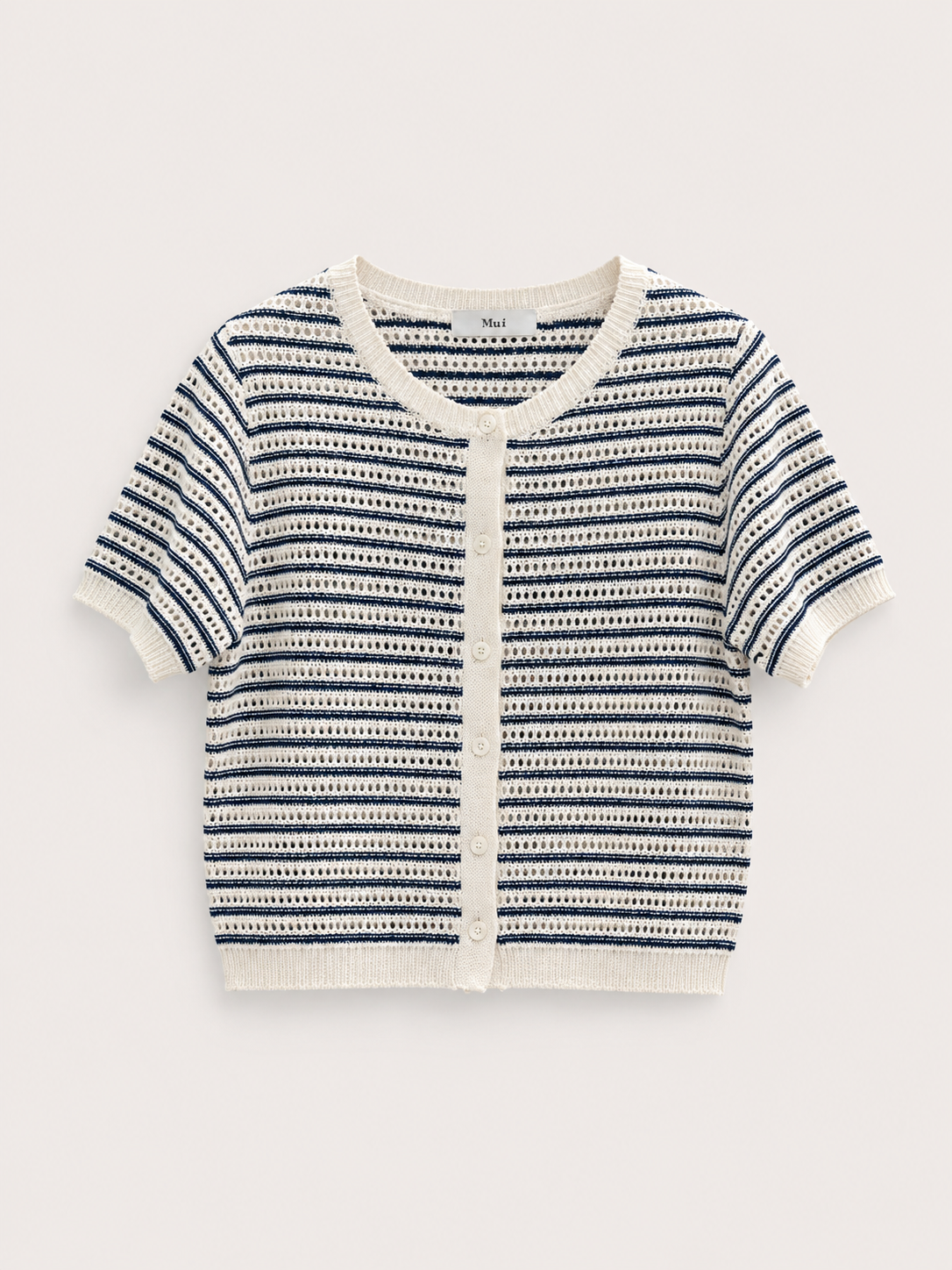 Punch Stripe Button Knit Top