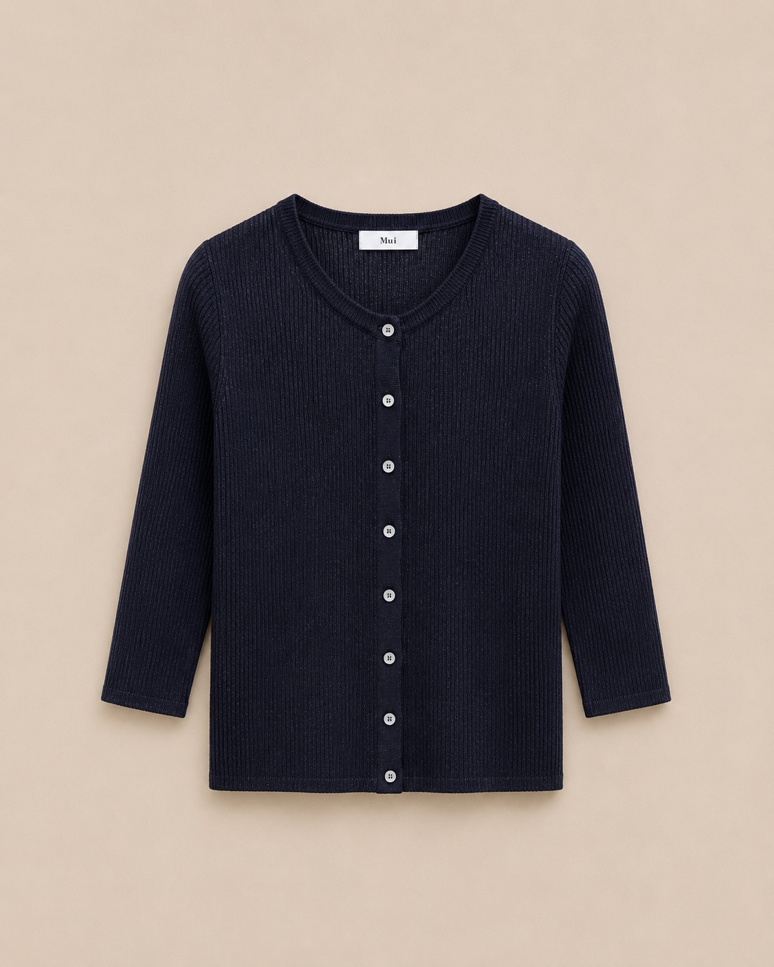 Quarter Sleeve Button Light Knit Top
